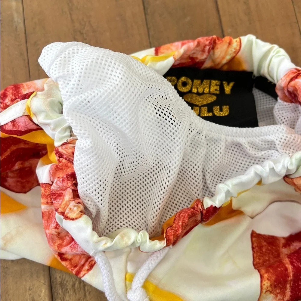 Romey loves Lulu bacon and eggs graphic print swim trunks boys 12 months